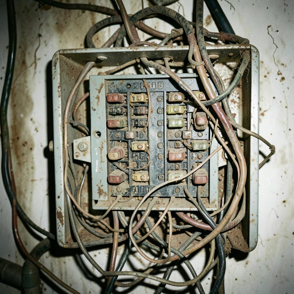 Stara, nieuporządkowana instalacja elektryczna